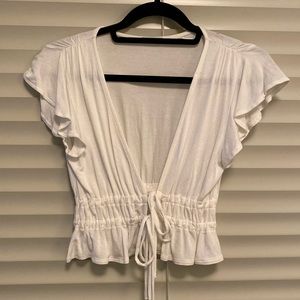 Urban Outfitters cream front tie top, size XS